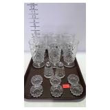 Fostoria - set of 6 footed tumblers, 6 salt dips,