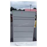 Five drawer metal filing cabinet 64" tall, NO KEY