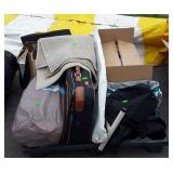 Skid lot, includes luggage, rugs, air mattress,