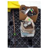 Skid lot, includes framing nails, helmets, and