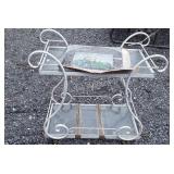 Patio tea cart with glass shelves and 20"