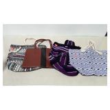 Four tote bags, canvas, cloth, leather like