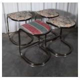 Four Counter Stools, Upholstered seats with one