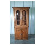 Corner China Cupboard, 32" face 71" tall