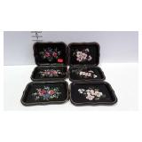 Set of 6 hand painted tip trays