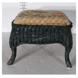 Wicker Footstool with needlepoint