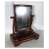 1870s Shaving Mirror. Flame Mahogany with swing