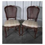 Pair of French Prov Chairs. Floral carved frame