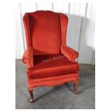 Queen Anne Wingback Chair in burnt orange color