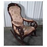 Antique Rocking Chair, heavy decor carved framed