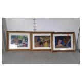 Three framed Disney Prints, 14x16"