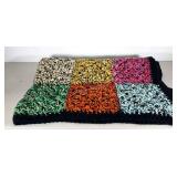 Block patterned afghan in multi-colored
