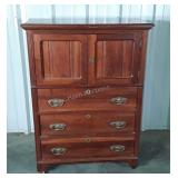 Cherry Double Door Bonnet Chest. With 3 wide