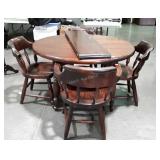 5pc Pine Table Set, 4 chairs 2 are armed