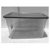 Clear storage tote with lid, 64 quart size