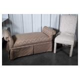 Bed Bench, an upholstered Chair with slip cover.