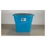 Sterilite 18 gallon tote with lid. Bright blue.