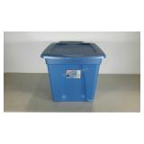 Sterilite 18 gallon tote with lid. Blue.