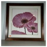 Large framed home decor floral print. 40"×40".