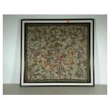 Framed bedazzled fabric. Sequins, beading and