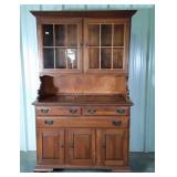 Cherry Step Back China Hutch, 2pc with glass