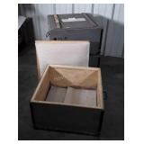 Three Wood Shipping Containers marked shipped