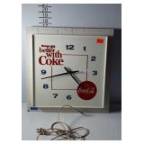 Advertising, Coca-Cola clock, runs, 17 x 17