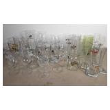 Barware, stemware, mugs, glasses, some with