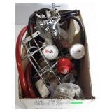 A box of keg tapping parts- Including hose,