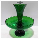 A green glass three piece Epergne