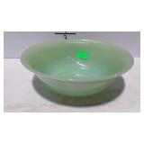 A green Fire King bowl