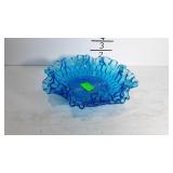Blue glass candy dish