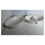 Two white serving dishes