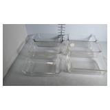 Six oven casserole pans including 1 Fire King and