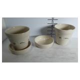 Two Longaberger Green 5" plant pots