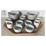 White dishware with floral shape bowls and