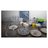 Kitchen goods, glass plates, ice trays, utensil