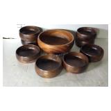 Tray of wooden bowls