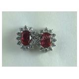 925 Sterling Ruby and white topaz earrings