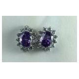 925 Sterling amethyst and white topaz earrings