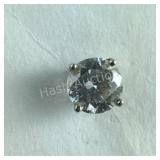 Single Sterling Silver CZ Stud Earrings