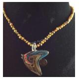 Murano Glass Fish on Freshwater Pearl Necklace