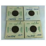 1940,42,47,53 Canadian Cents