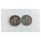 two No Date Standing Liberty Quarters