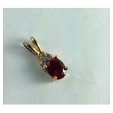 Gold over Sterling Silver Red Stone Pendant