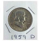 1959 D Franklin Half Dollar