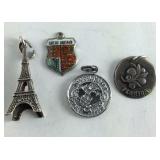 Set of 4 Sterling Silver Travel Charms