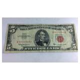 5.00 1963 Series Red Seal Bill