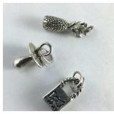 Set of 3 Sterling Silver Charms