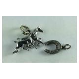 Sterling Silver Horse & Horse Shoe Charm